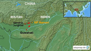 Karte Die Naturwunder des Nameri Nationalparks Indien